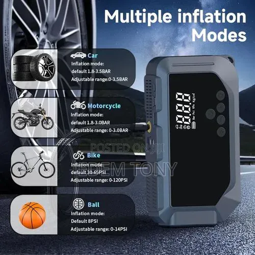 Multifunctional 12V Car Jump Starter and Air Compressor