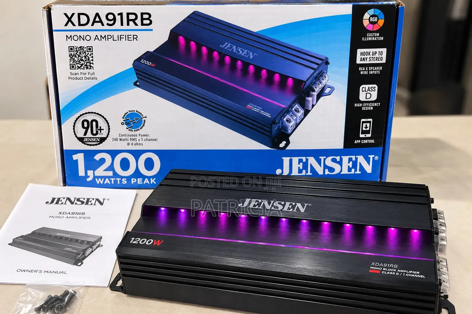 Jensen XDA91RB 1200W Peak Mono Car Amplifier – New