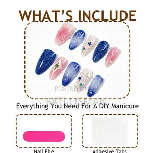 10Pcs Almond Glossy Summer Ocean Bubble Press on Nails