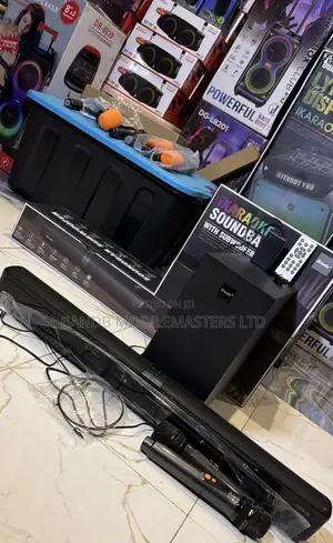 Brodu Karaoke Soundbar(Bass Boost) Subwoofer 2 Wireless Microphones