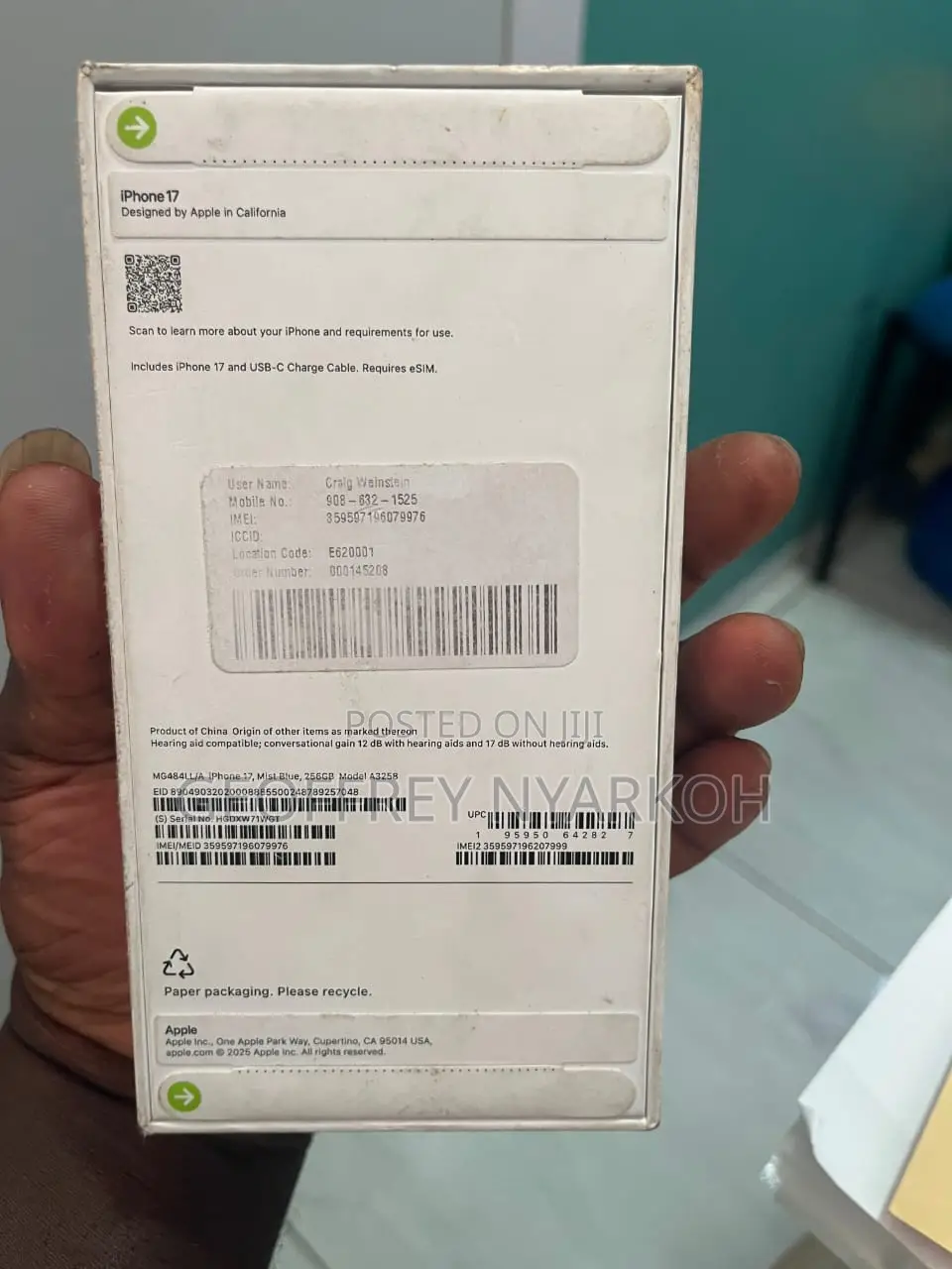New Apple iPhone 17 256 GB Blue