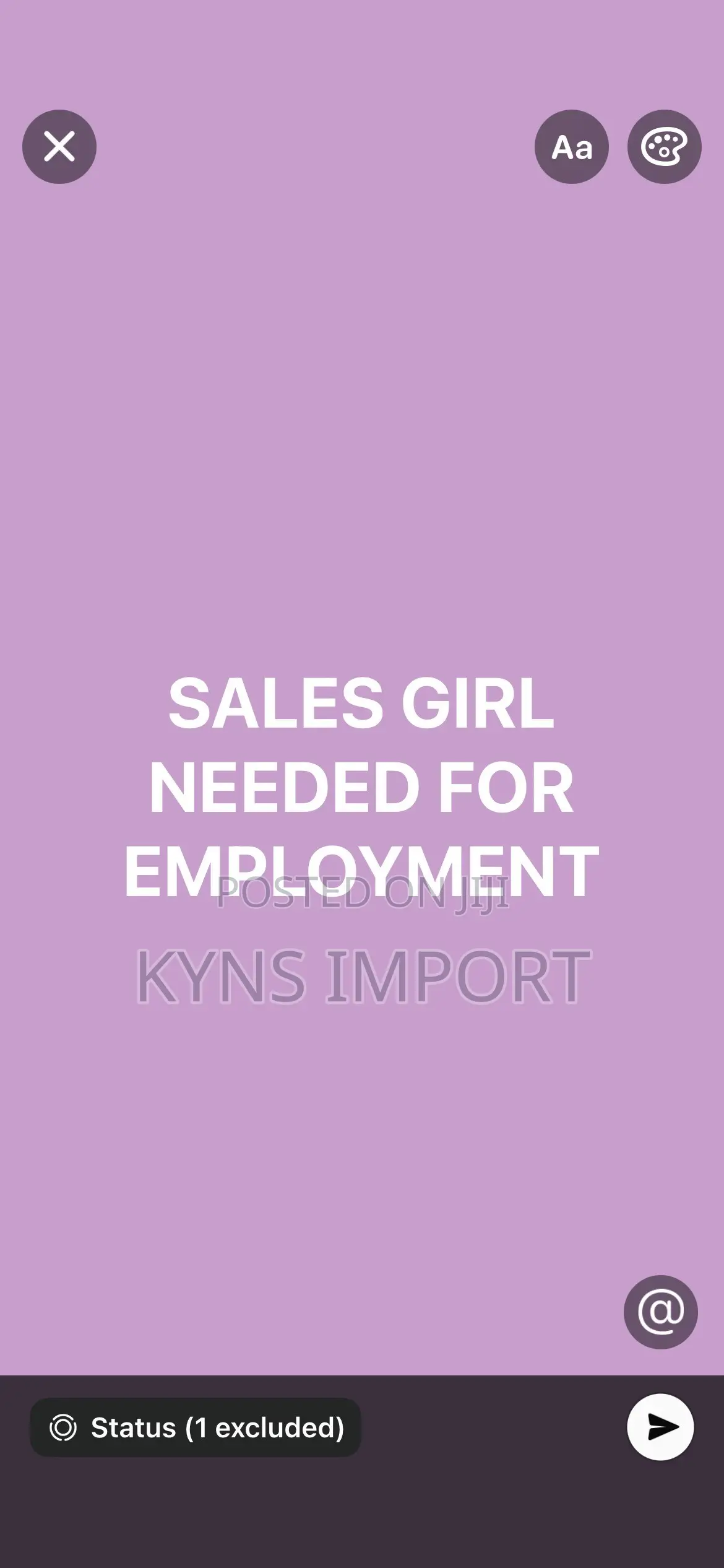 Sales Girl Needed