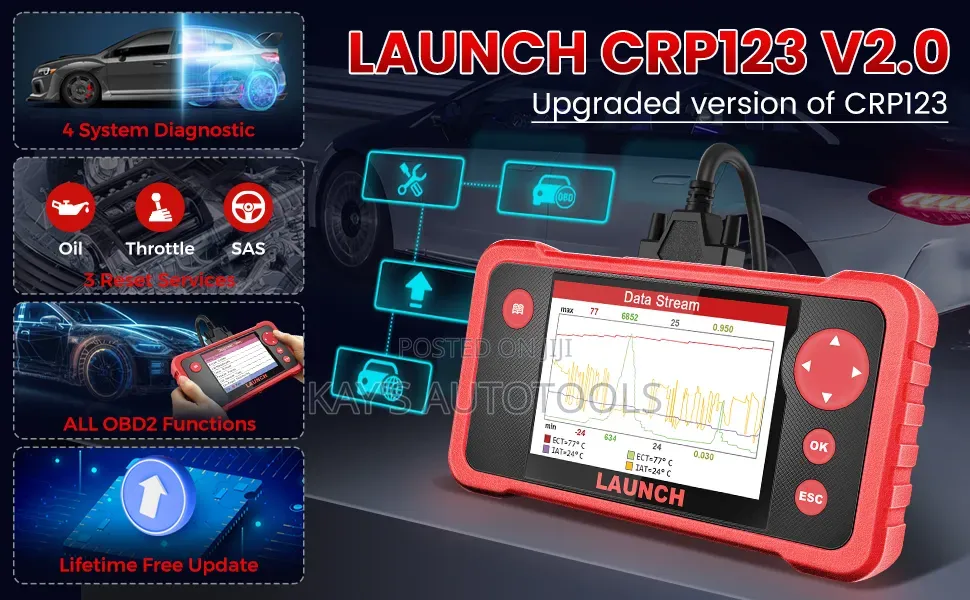 Launch Crp123 V2.0 Car Engine, Abs, Transmission Fault Scanner