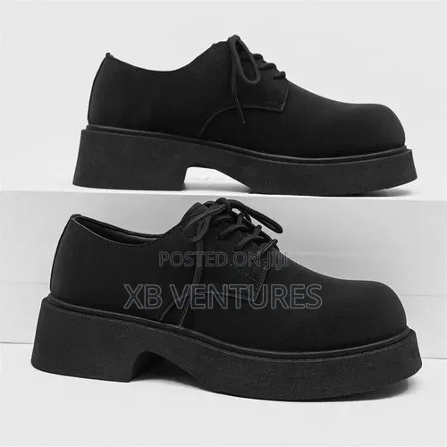 Bulky Sole Non-Slip Suede Shoes -Black