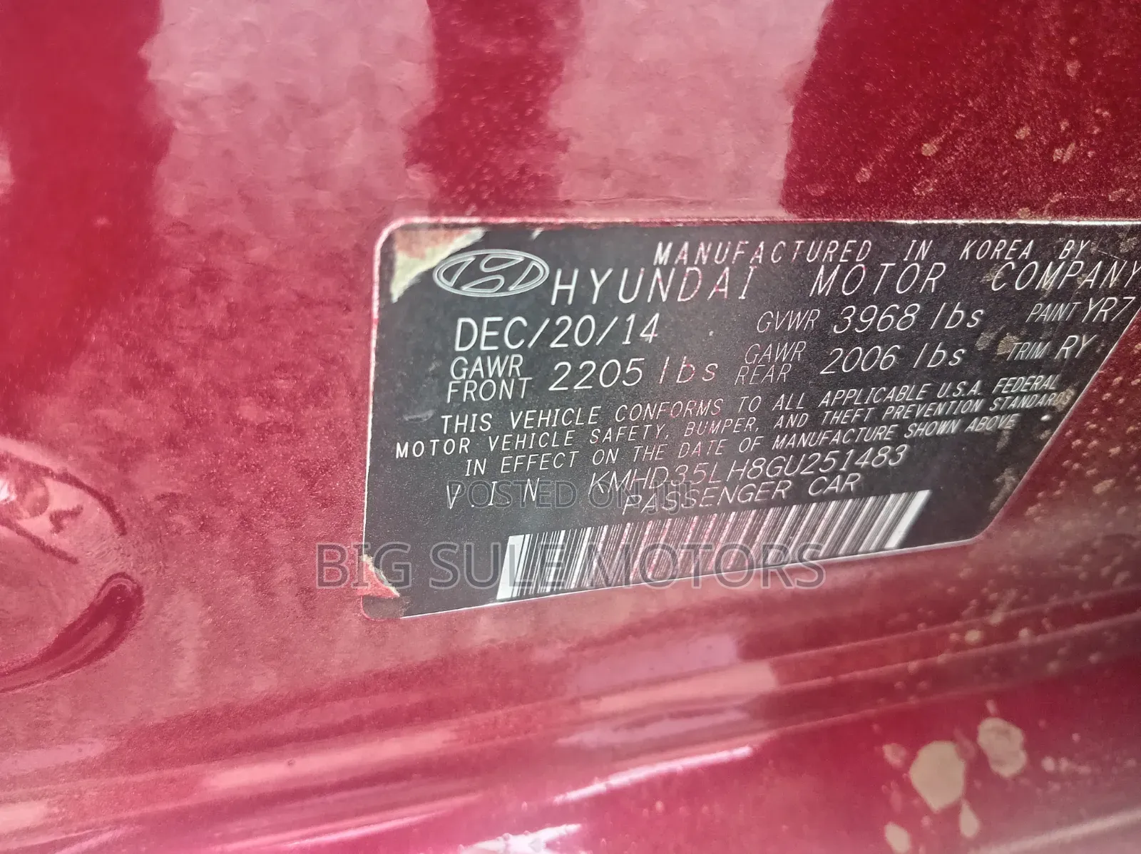 Hyundai Elantra Limited 4dr Sedan (1.8L 4cyl 6A) 2015 Red