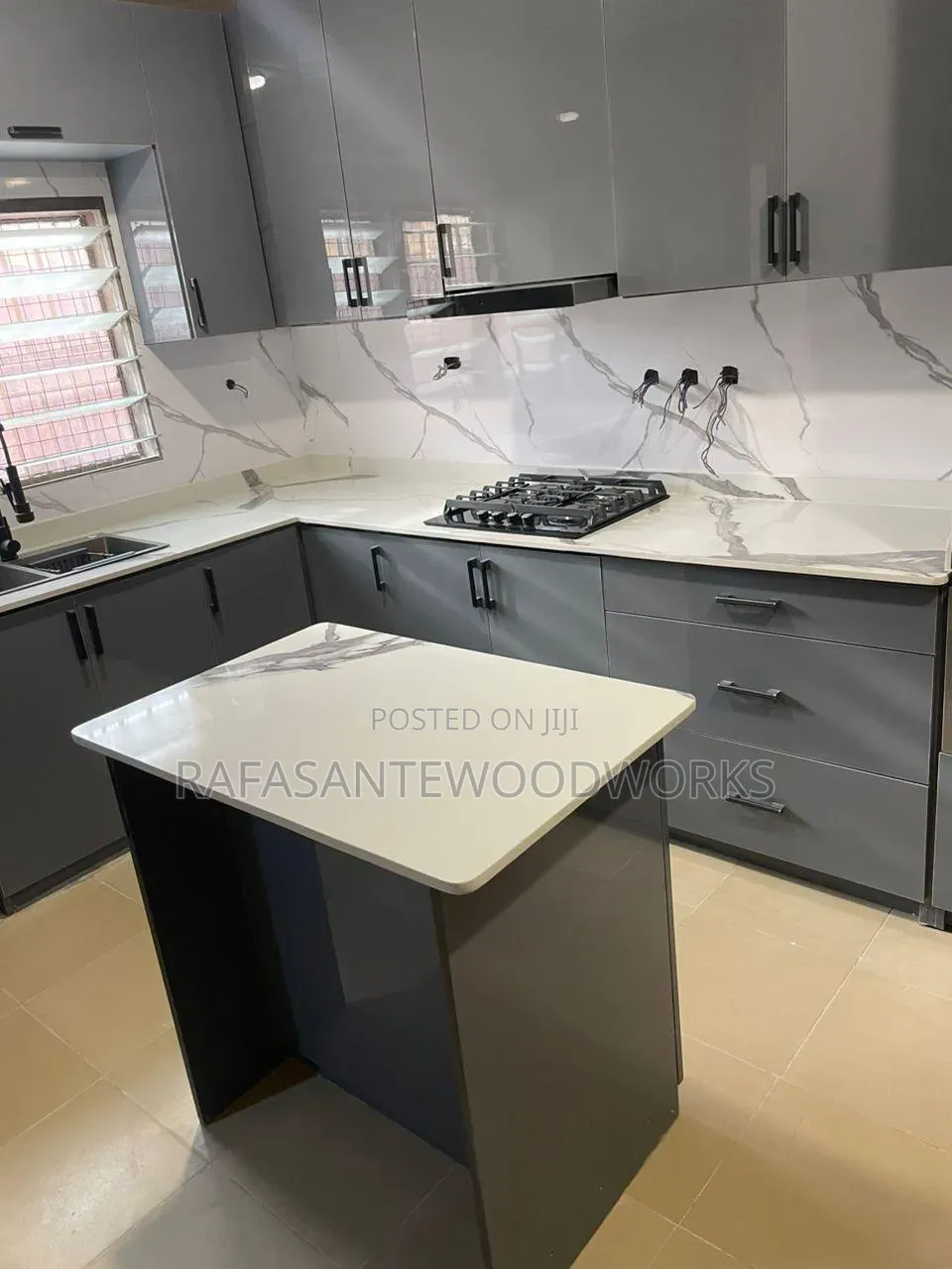 RAF Kitchen Cabinet With Laminated Plywood and Quartz Top