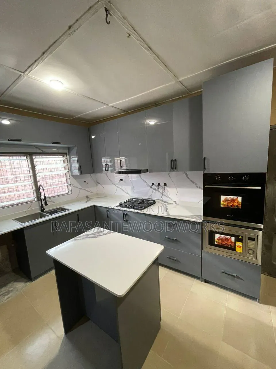 RAF Kitchen Cabinet With Laminated Plywood and Quartz Top