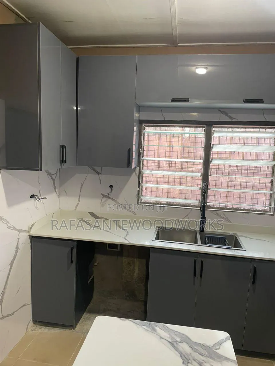 RAF Kitchen Cabinet With Laminated Plywood and Quartz Top
