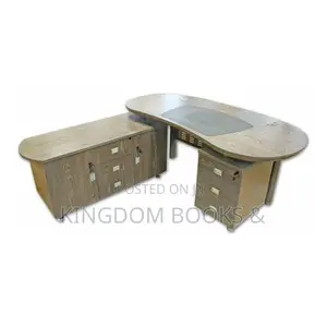 Executive L-Shaped Office Desk With Side Cabinet Drawers