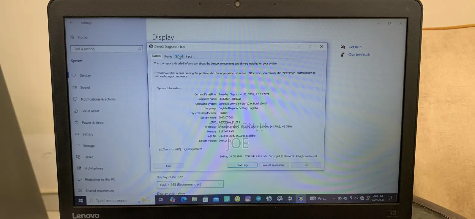 Laptop Lenovo ThinkPad 13 16GB Intel Core i7 SSD 256GB