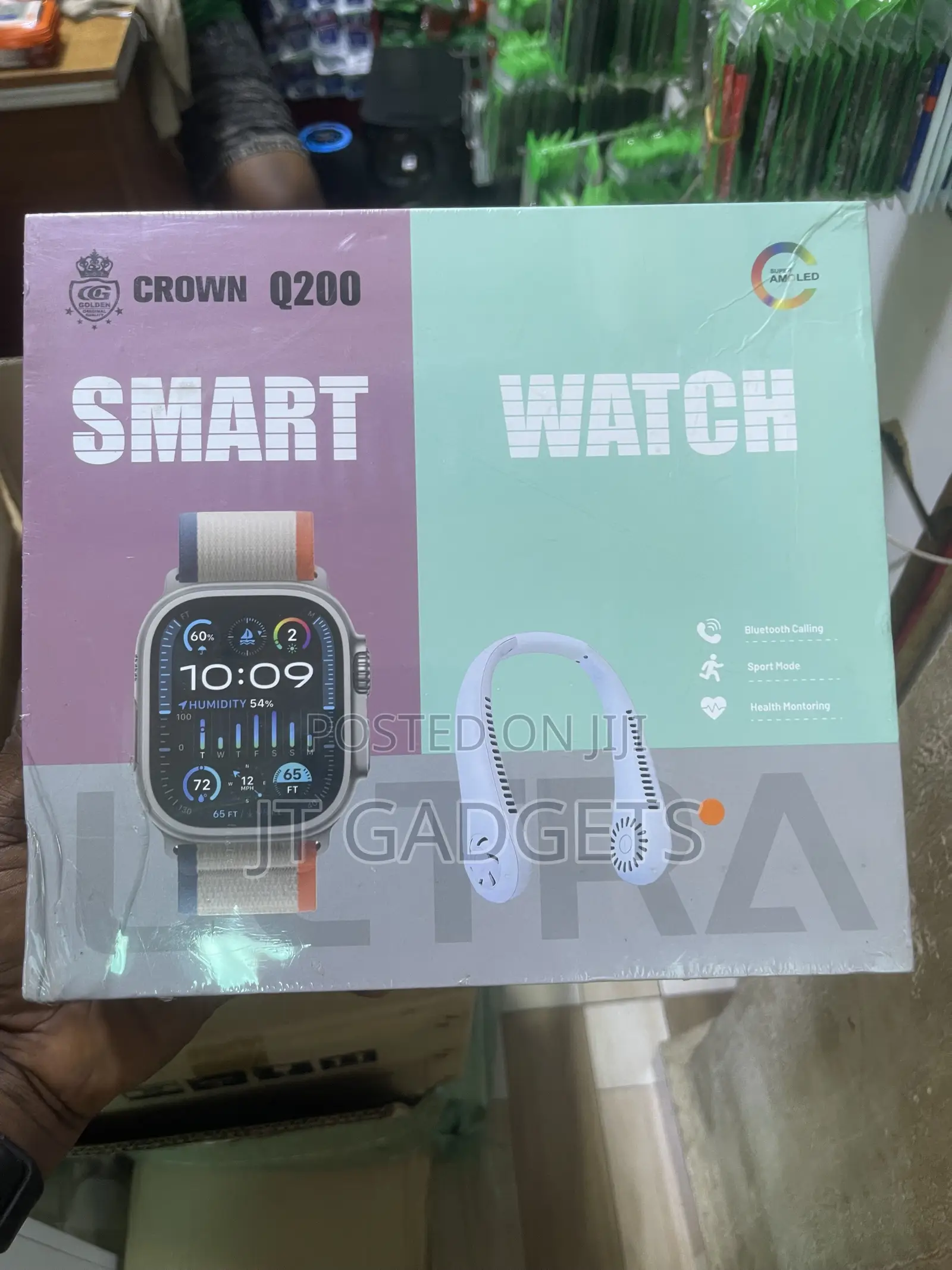 Crown Q200 Ultra Smart Watch + Bonus Neck Fan | Bluetooth Calling