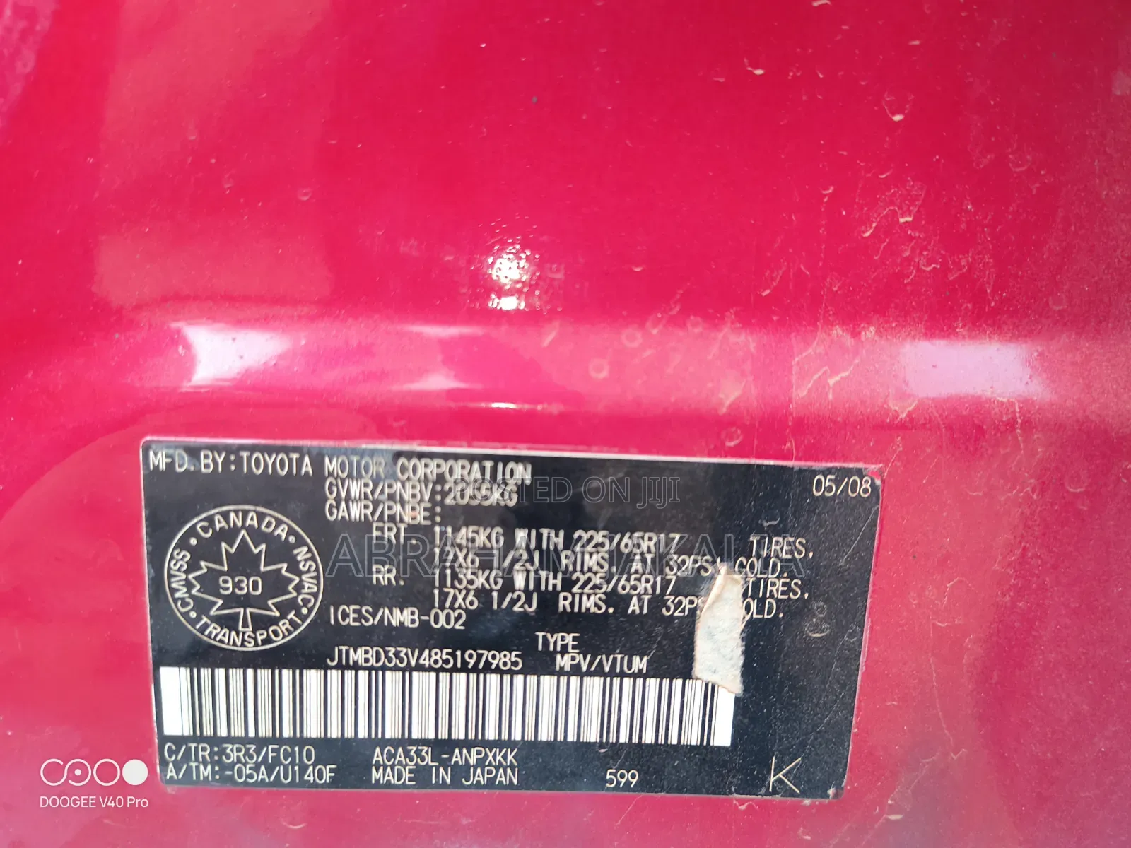 Toyota RAV4 2.4 2008 Red