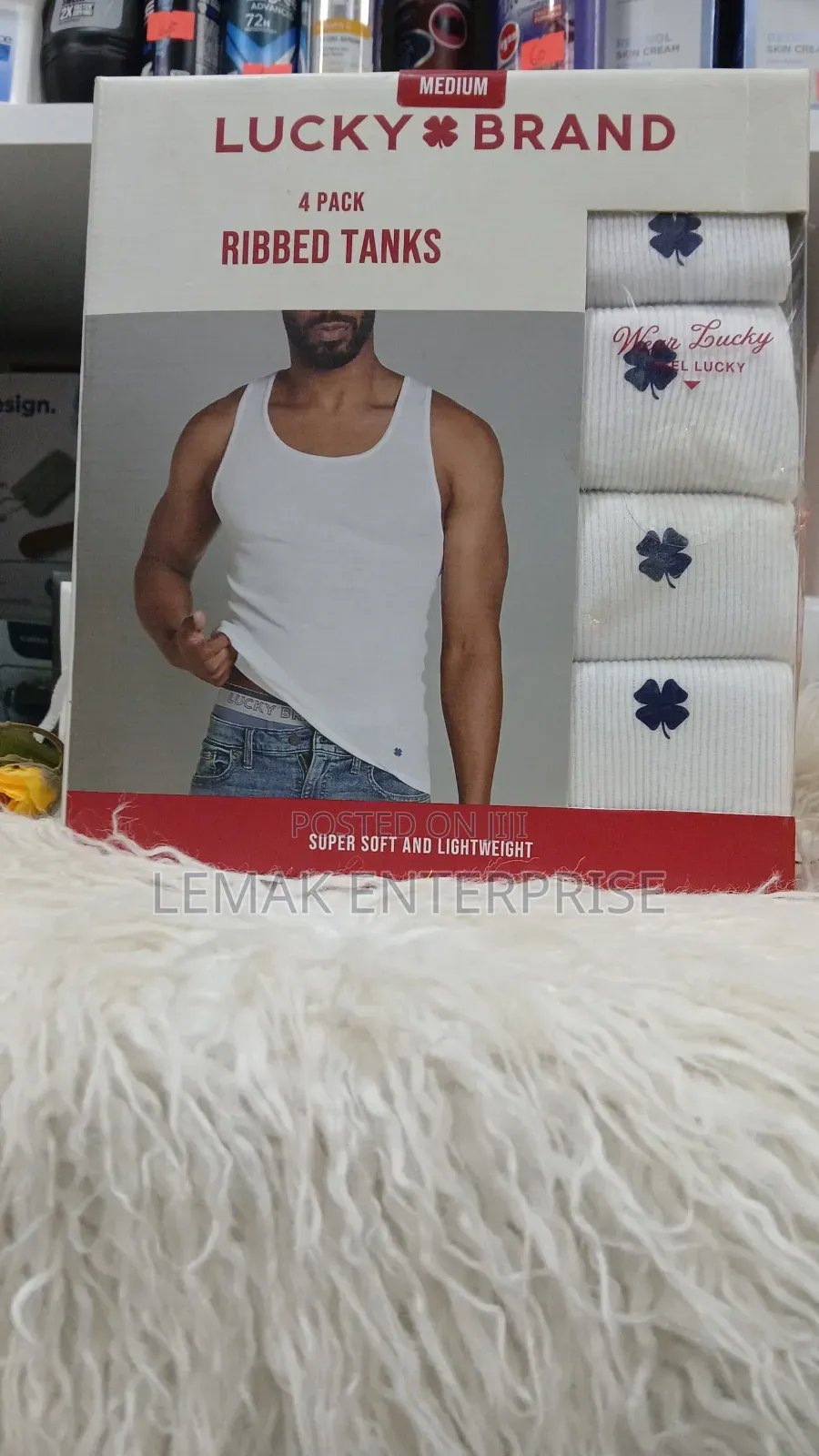 Lucky Brand 4-Pack White Ribbed Cotton Men Underwear Medium-Size