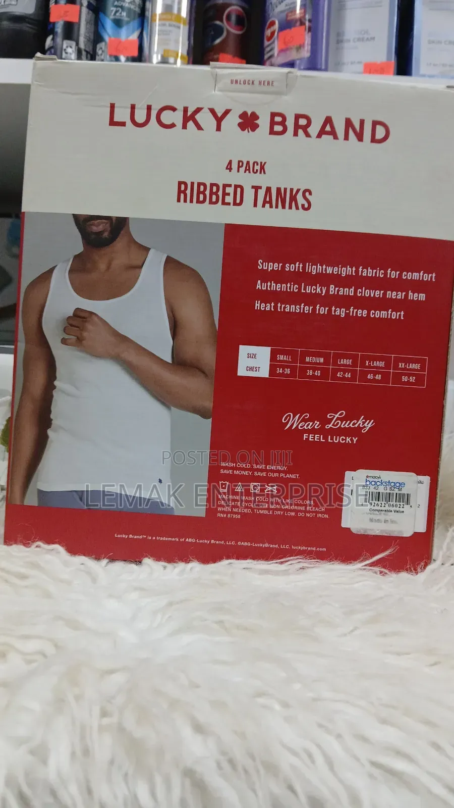 Lucky Brand 4-Pack White Ribbed Cotton Men Underwear Medium-Size