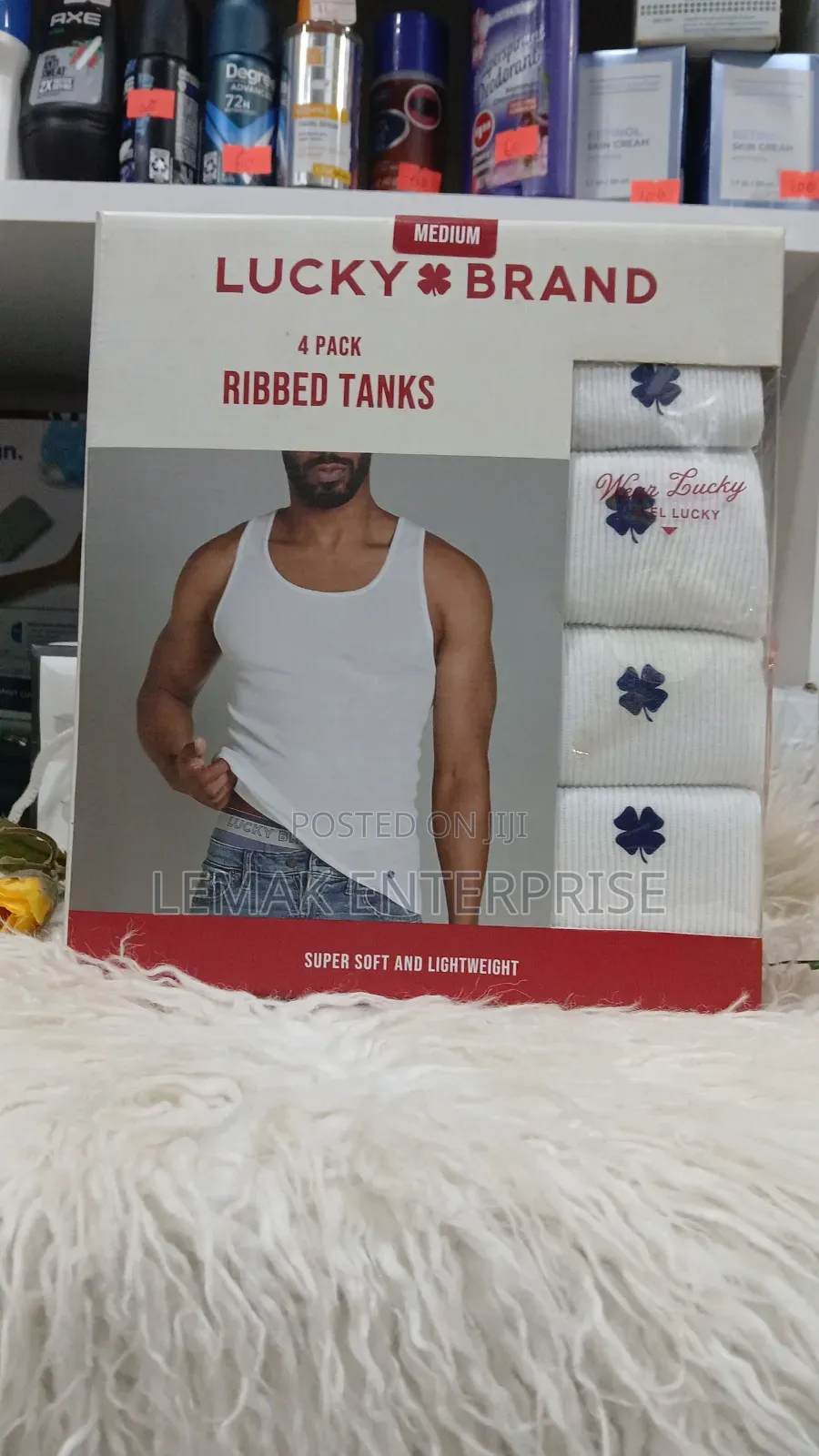 Lucky Brand 4-Pack White Ribbed Cotton Men Underwear Medium-Size