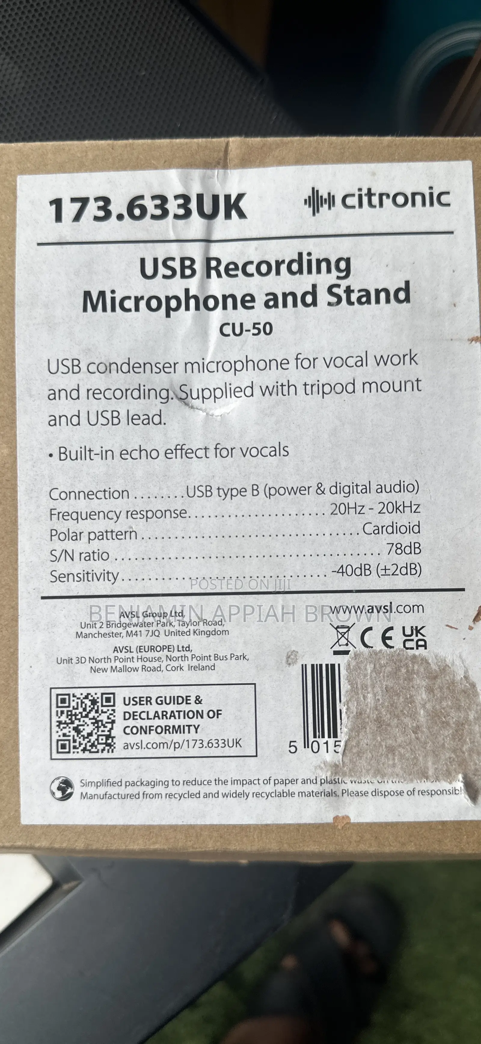 Citronic USB Recording Microphone and Stand