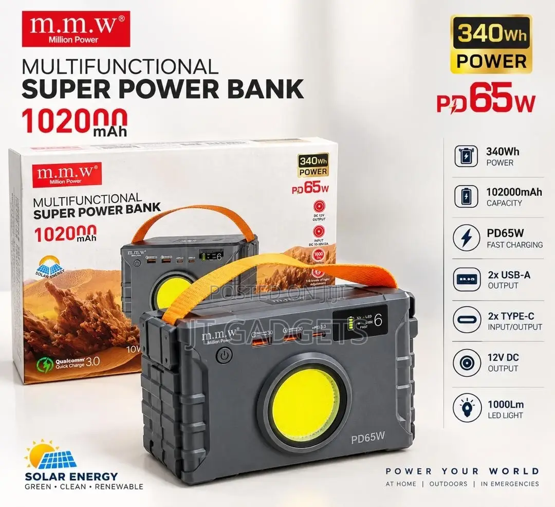 m.m.w Million Power PD65W 102,000mAh Multifunctional Laptop Power Bank