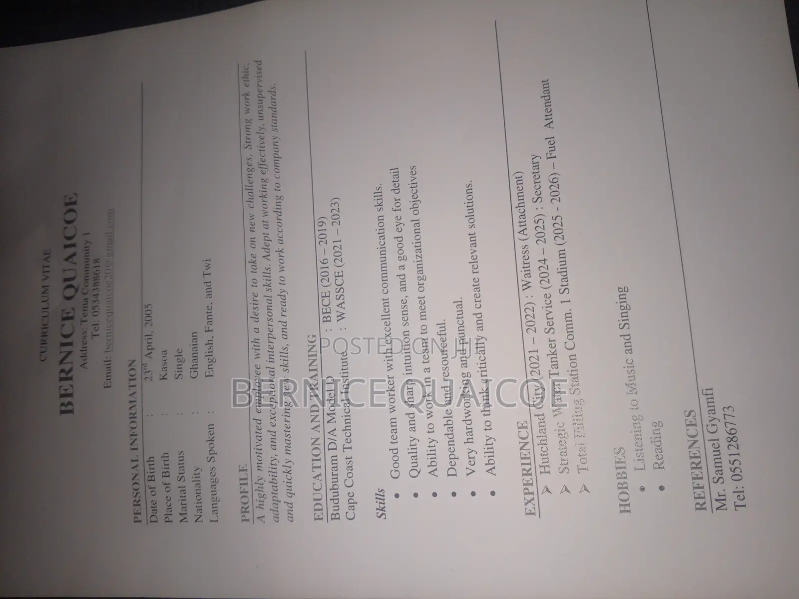 Sales Telemarketing CV