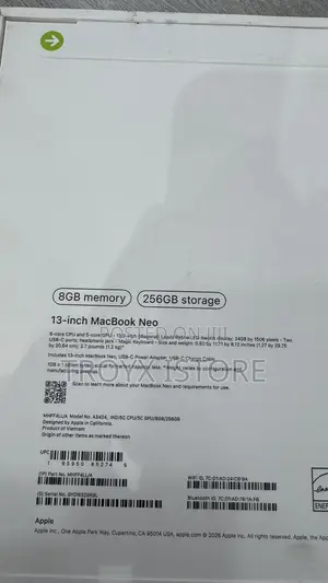 New Laptop Apple MacBook Neo 2026 8GB SSD 256GB