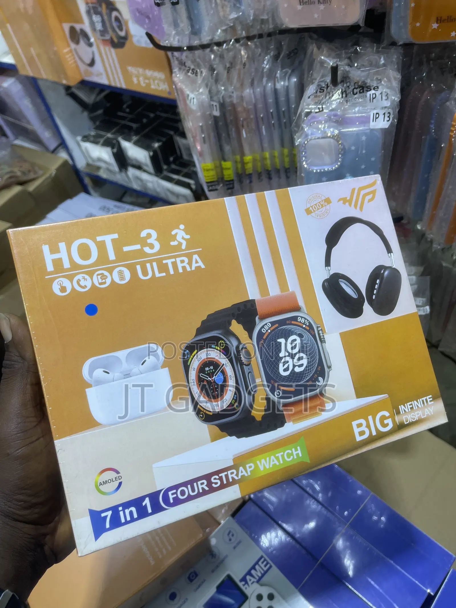 HOT-3 Ultra Smart Watch 7-in-1 Combo (With Wireless Earbuds Headset)