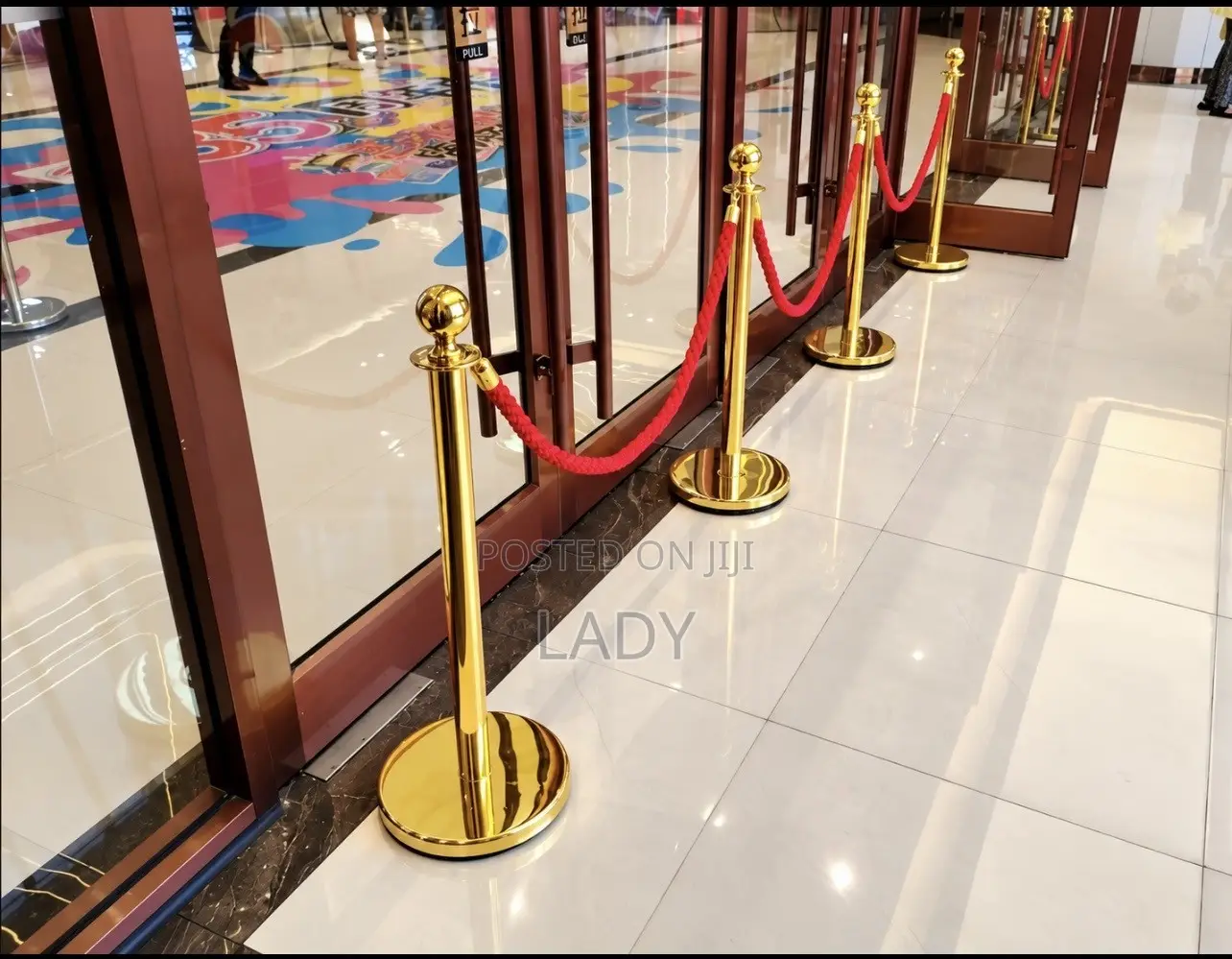 Stanchion Barricade Gold(2 Stands and 2 Ropes Per Set)