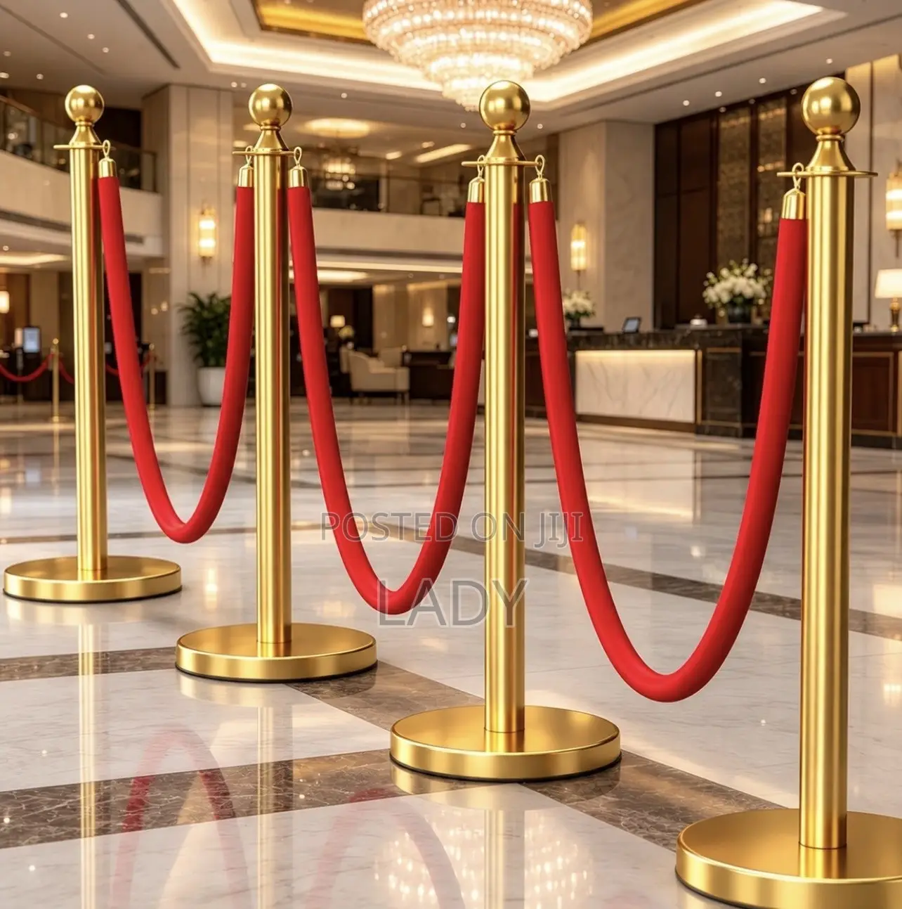 Stanchion Barricade Gold(2 Stands and 2 Ropes Per Set)