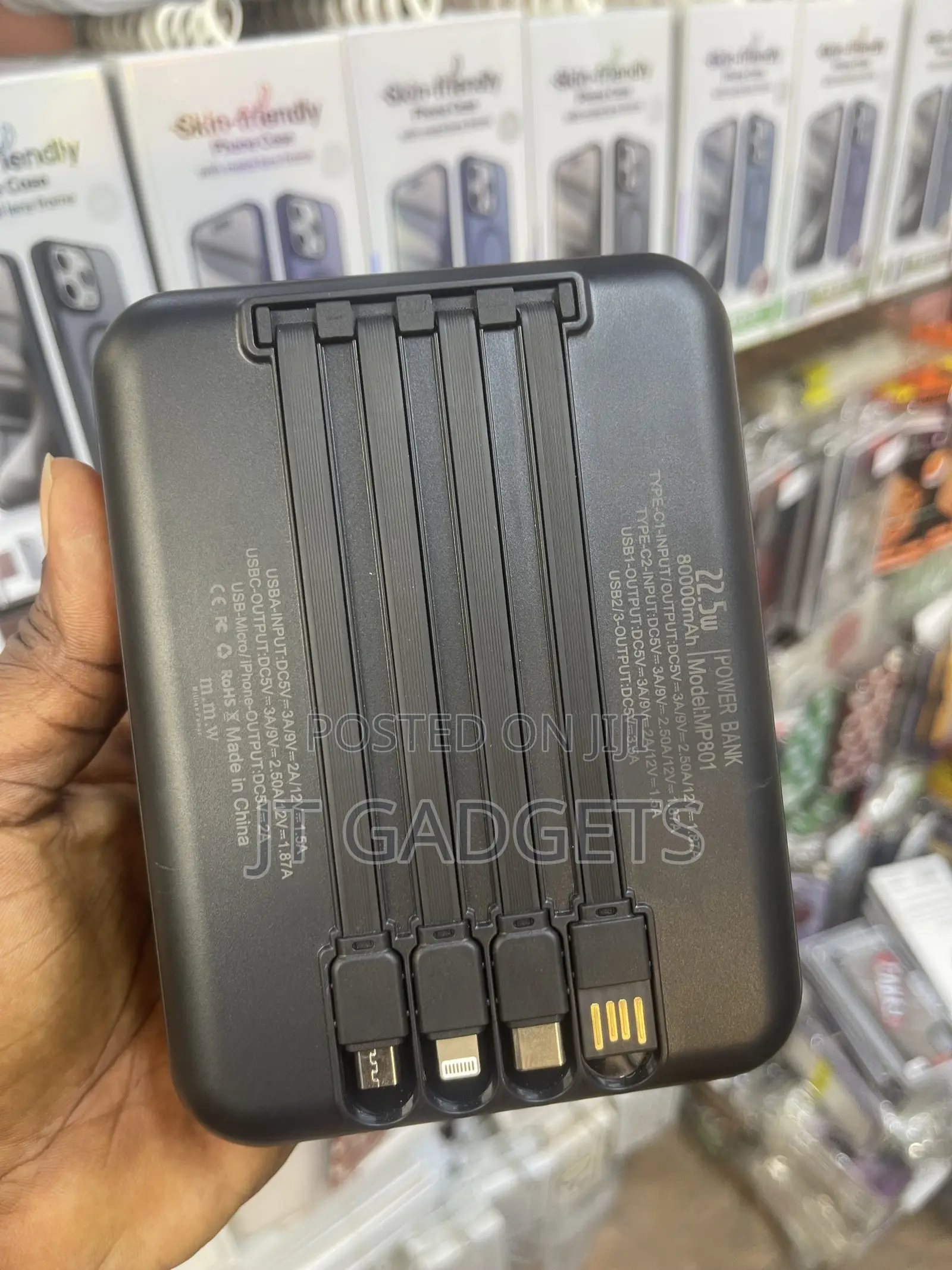 MMW 80000mAh Power Bank – Built-in Cables + LED Light (Fast Charging)