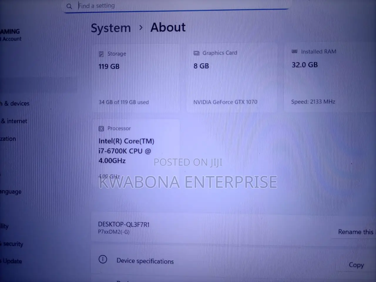 Laptop Clevo P770DM-G 32GB Nvidia SSHD+SSD 128GB