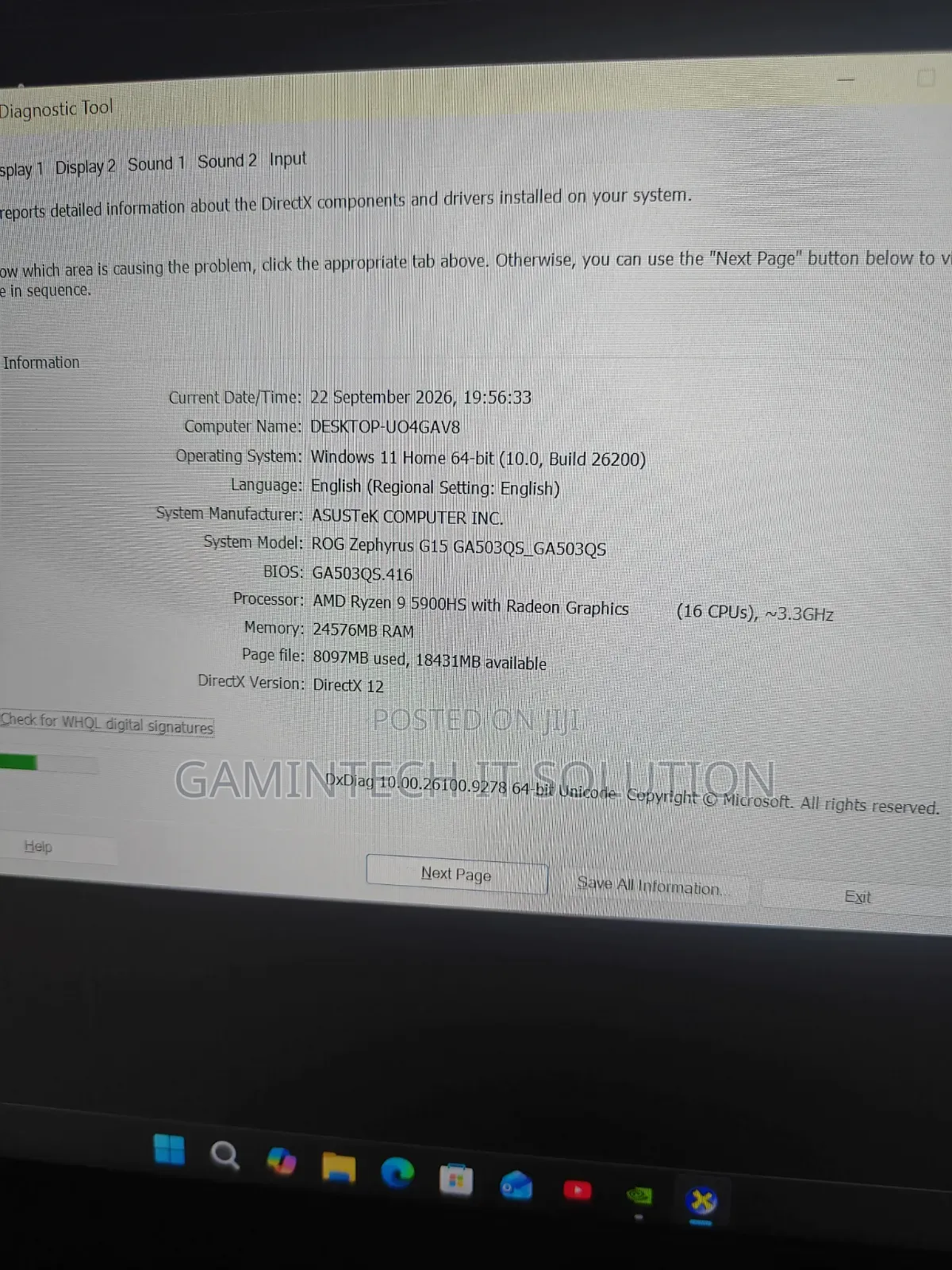 Laptop Asus ROG Zephyrus G15 24GB AMD Ryzen 9 SSD 1T