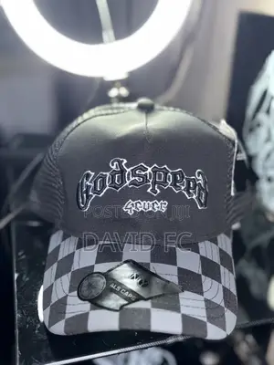 Al’s Caps Godspeed 45005 Black White Checkered Trucker Cap