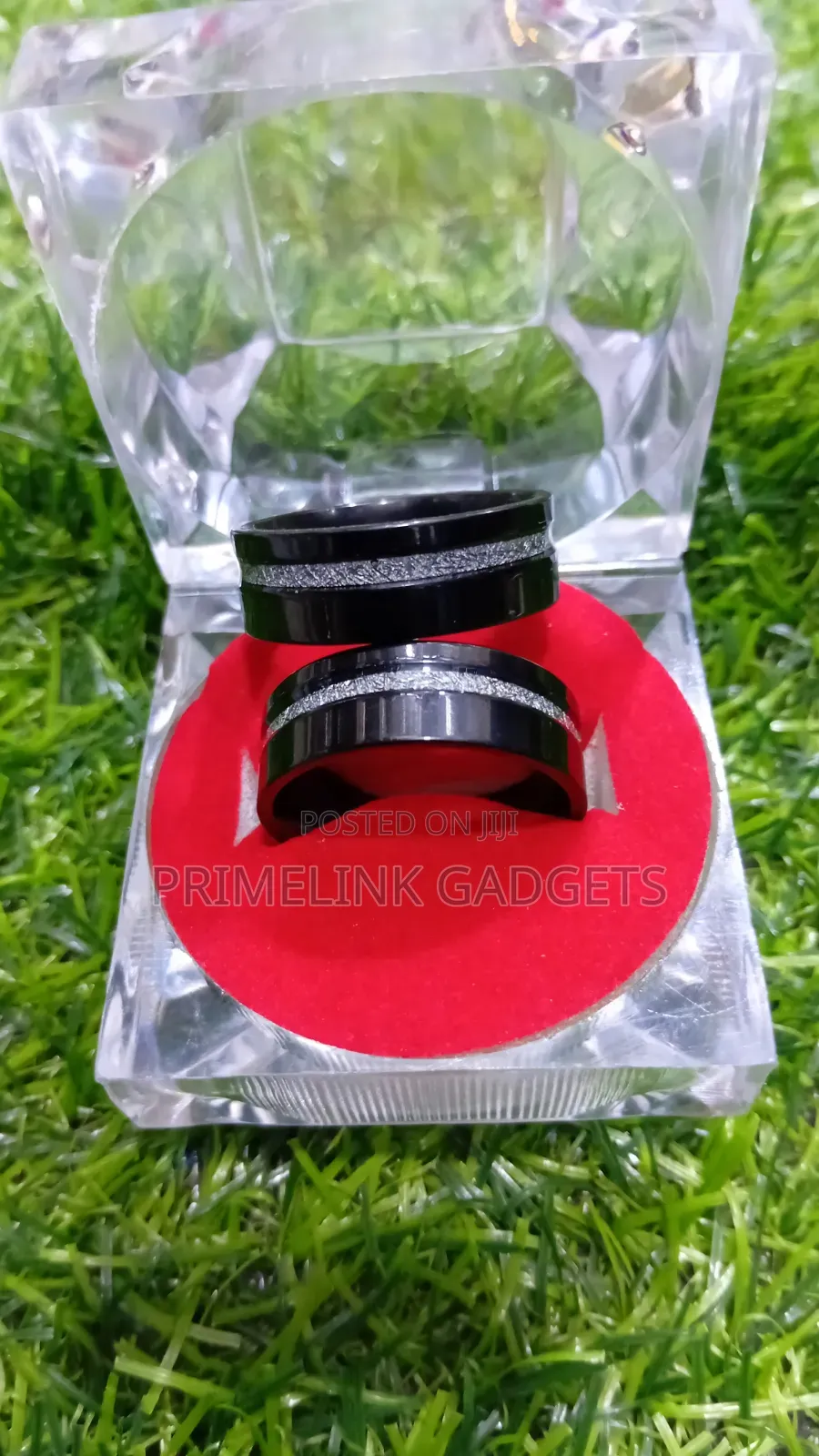 Men's Stainless Steel Textured Silver Inlay Wedding Ring