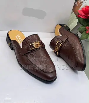 Luxury VERSACE Leather Half Shoe (Brown)