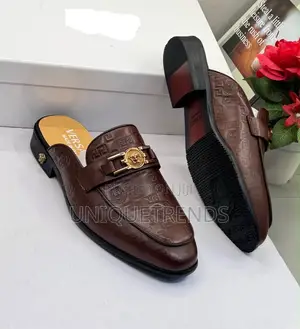 Luxury VERSACE Leather Half Shoe (Brown)