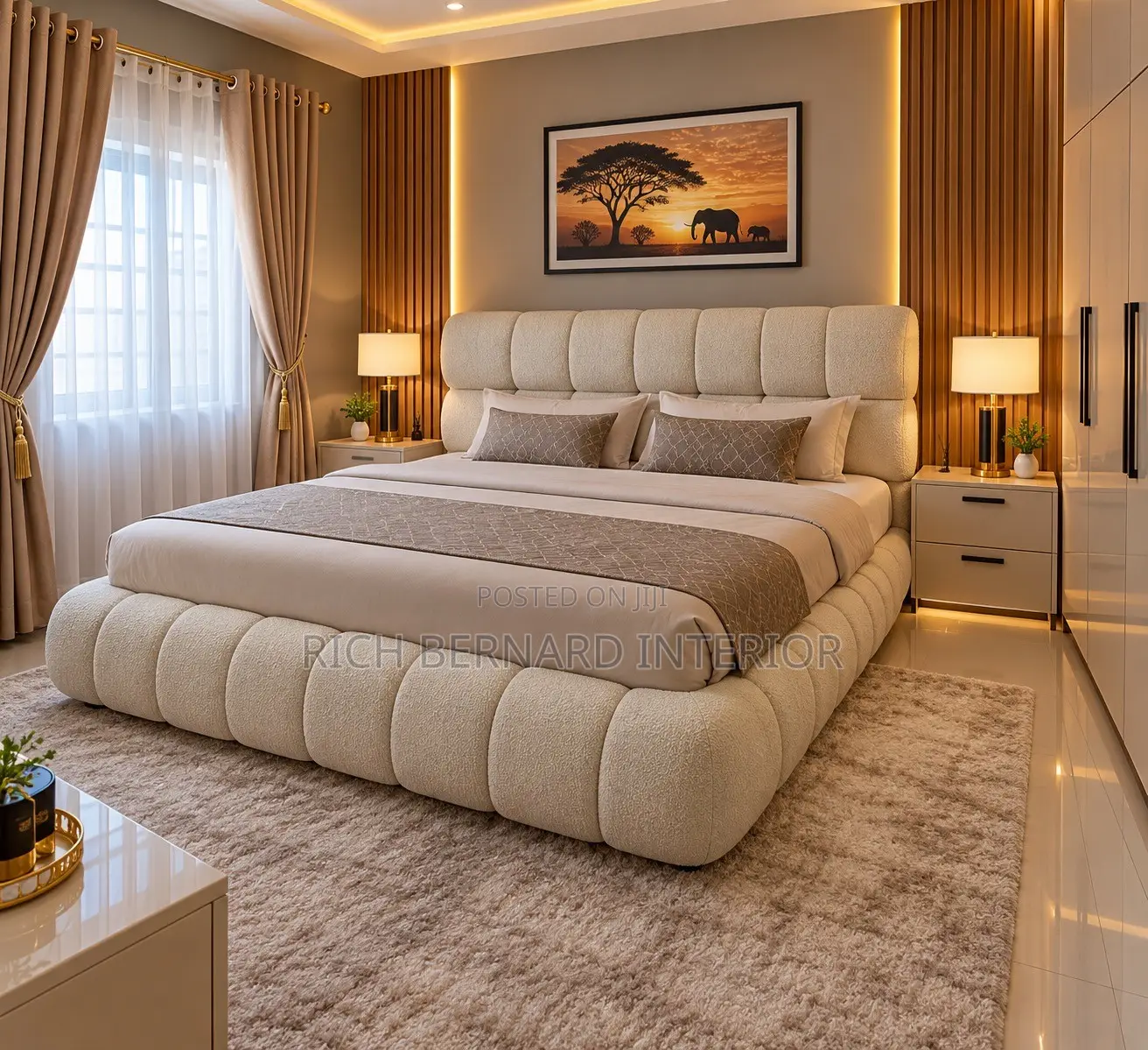 Luxury Cloud Bouclé Queen Size Bed