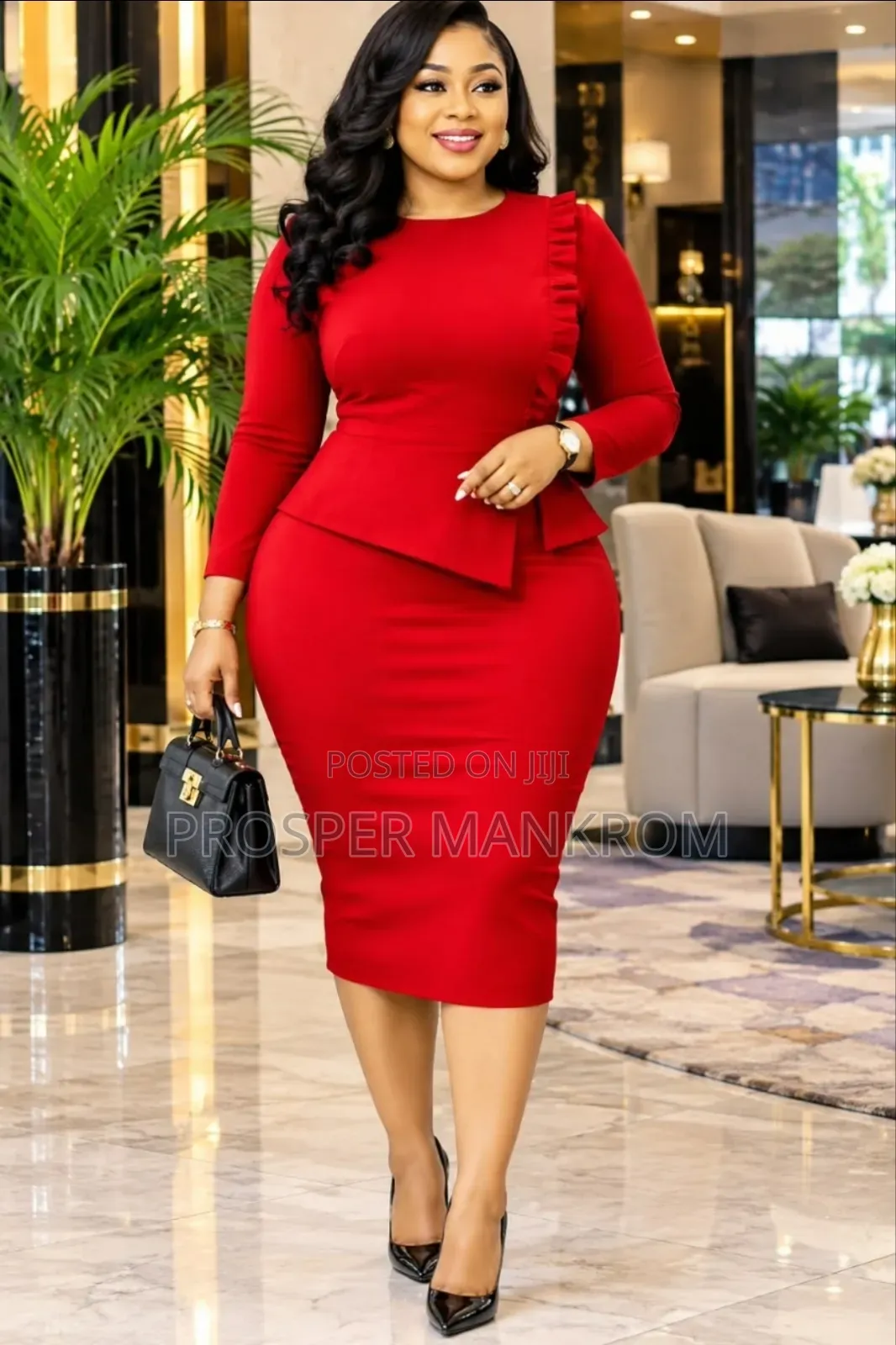 Lady Red Office Dress