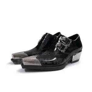 Black Leather Gothic Western Ankle Boots