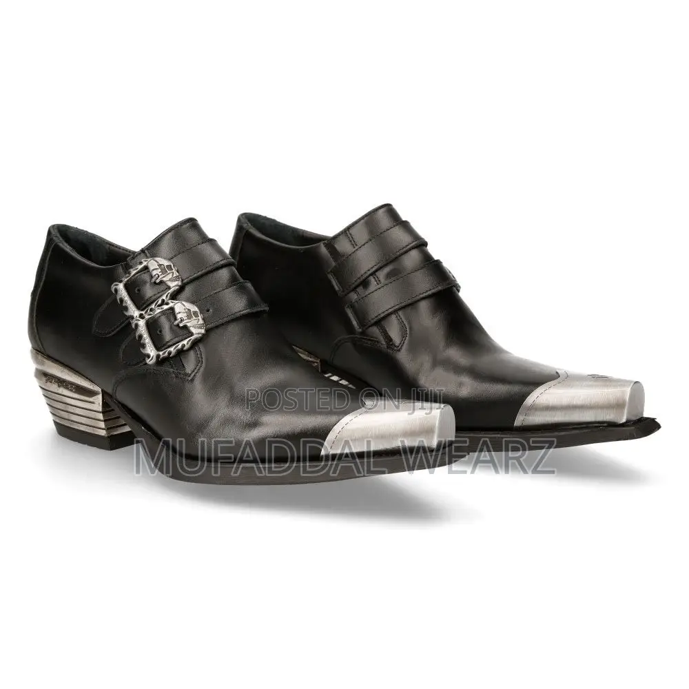 Black Leather Gothic Western Ankle Boots