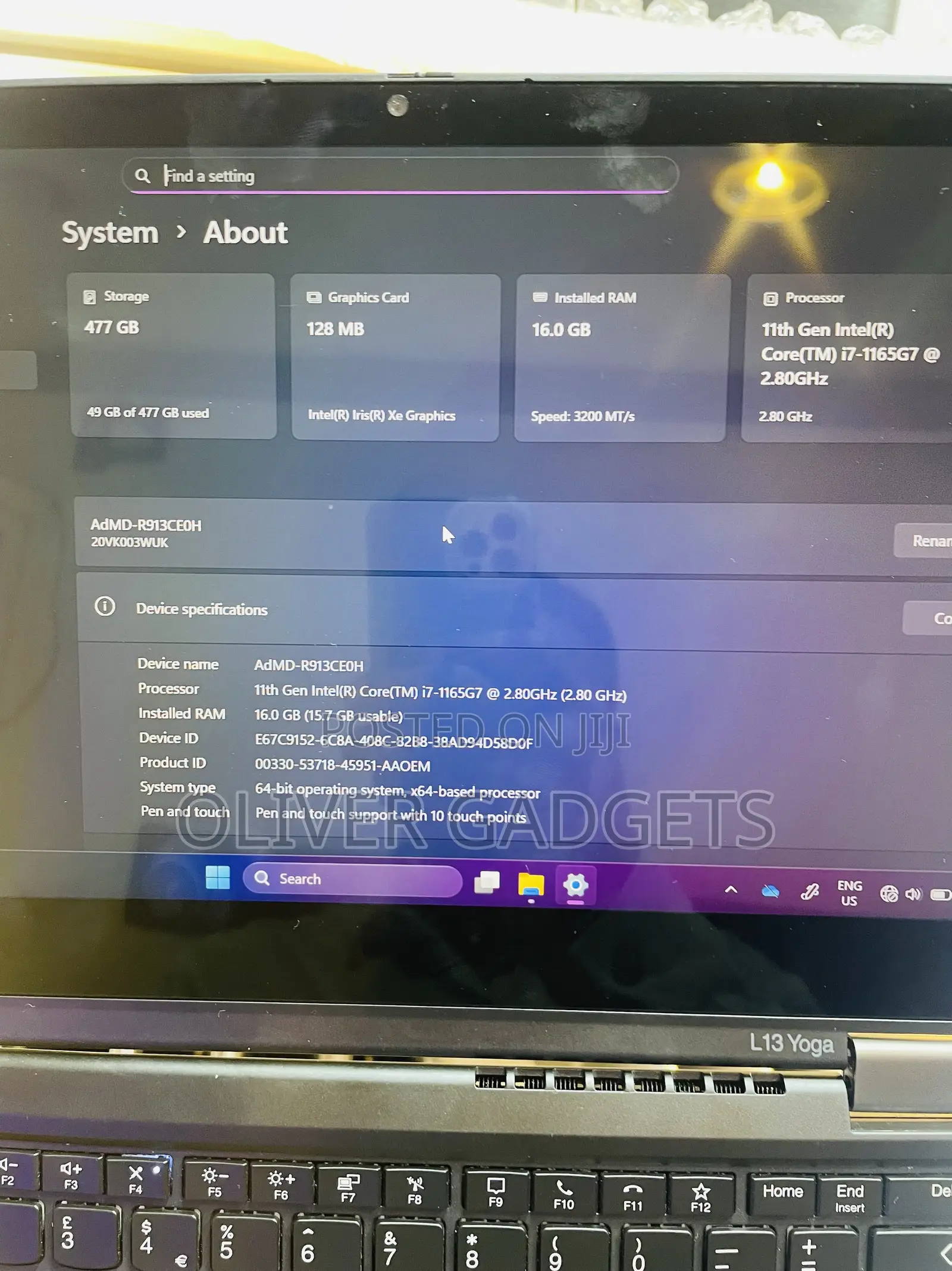 Laptop Lenovo ThinkPad L13 Yoga 16GB Intel Core i7 SSD 512GB