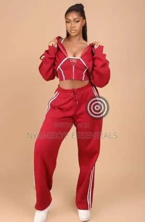 Ladies 3-Piece Tracksuit 3in1 Set-Cropped Hoodie+bralette+jogger