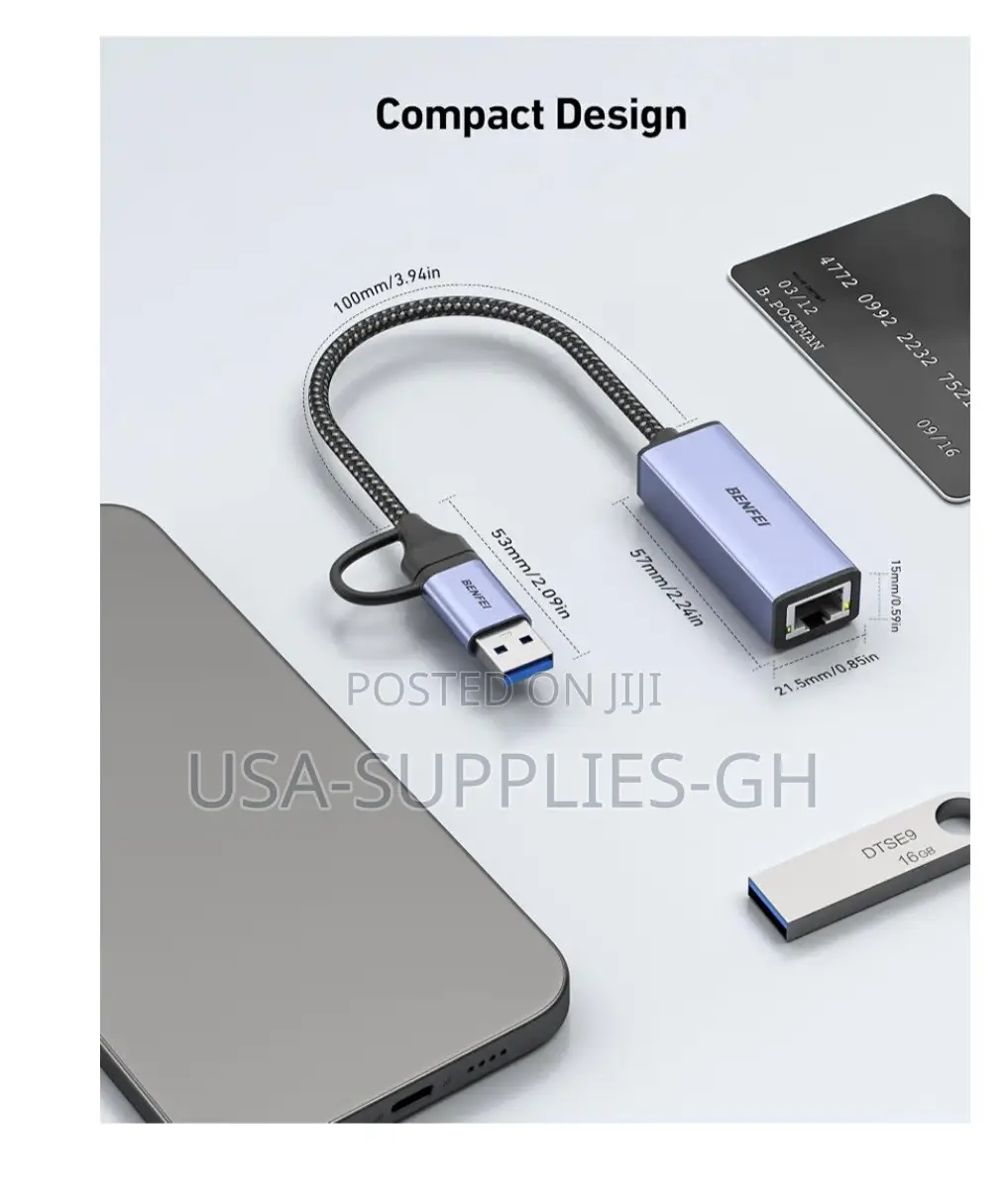 BENFEI USB 3.0/USB-C to Ethernet Adapter RJ45 Network Dongle From USA