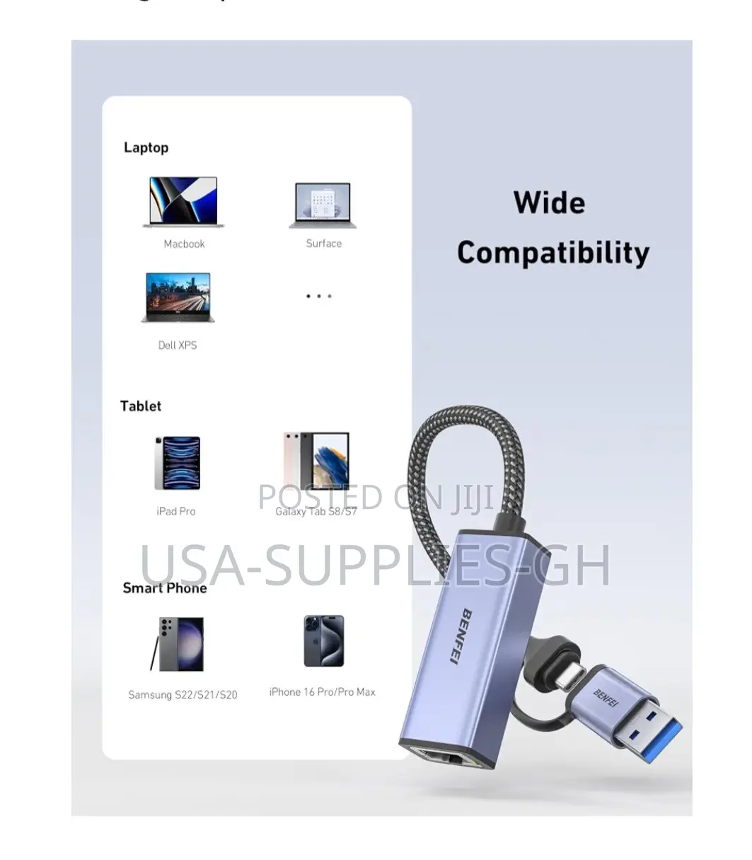 BENFEI USB 3.0/USB-C to Ethernet Adapter RJ45 Network Dongle From USA