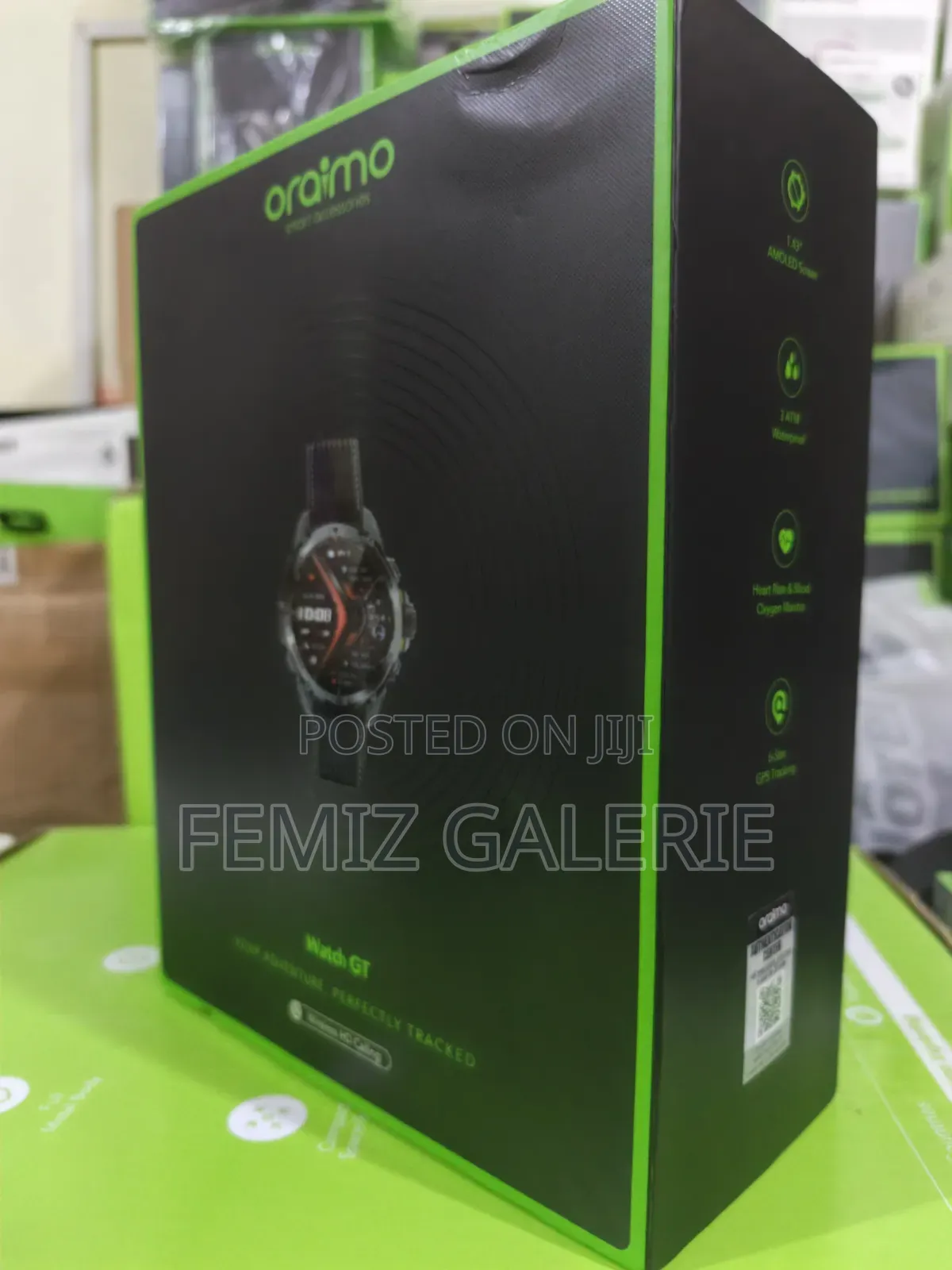 Oraimo Watch GT 1.43" AMOLED 3ATM GPS Smart Watch + 2 Straps