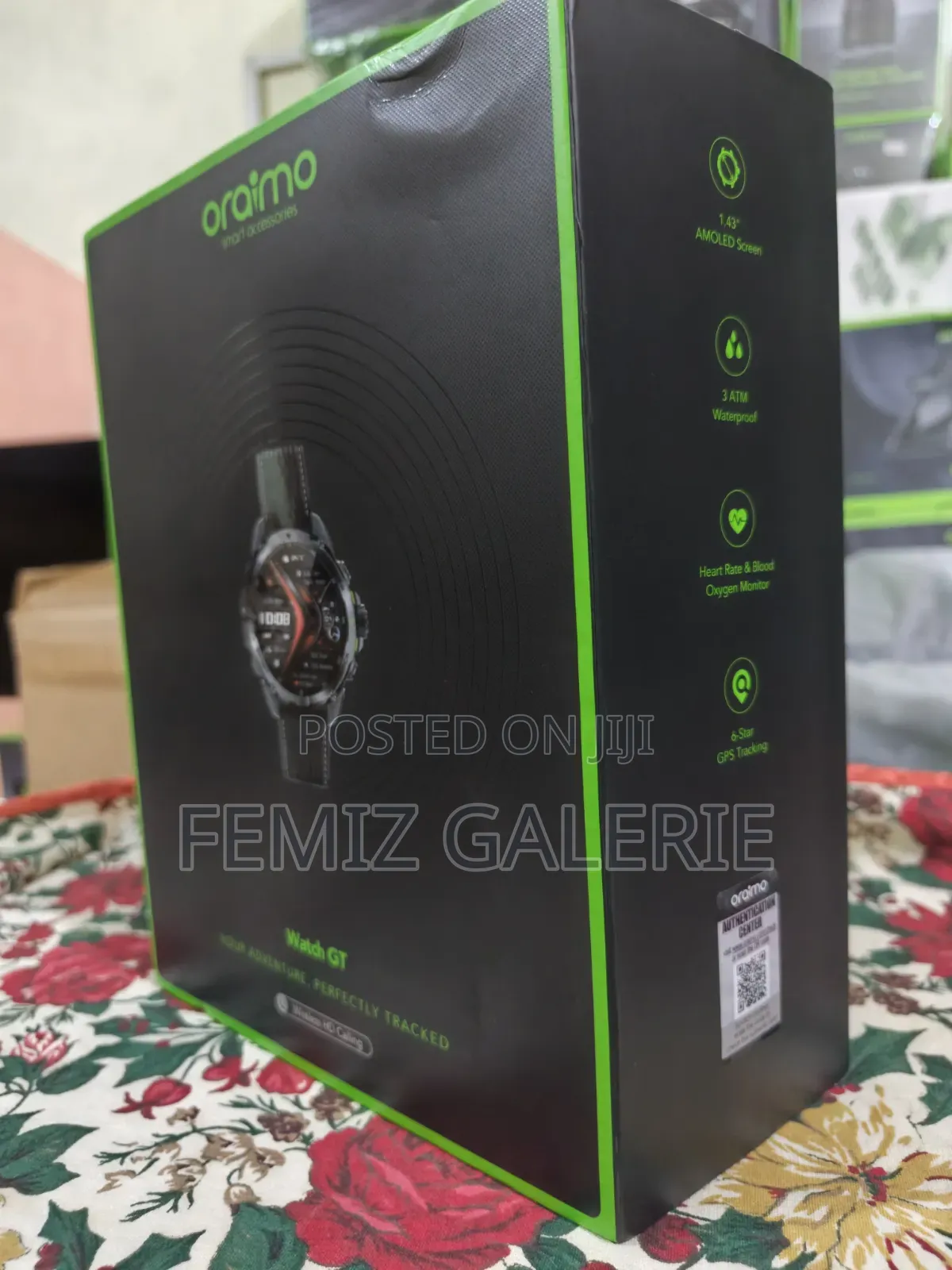 Oraimo Watch GT 1.43" AMOLED 3ATM GPS Smart Watch + 2 Straps