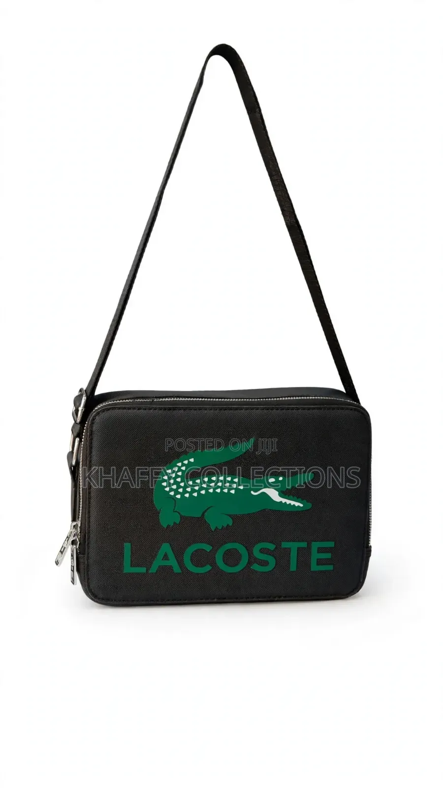 Original Lacoste Crossbody Bag - Black With Green Logo Men Side Bag