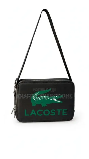 Original Lacoste Crossbody Bag - Black With Green Logo Men Side Bag