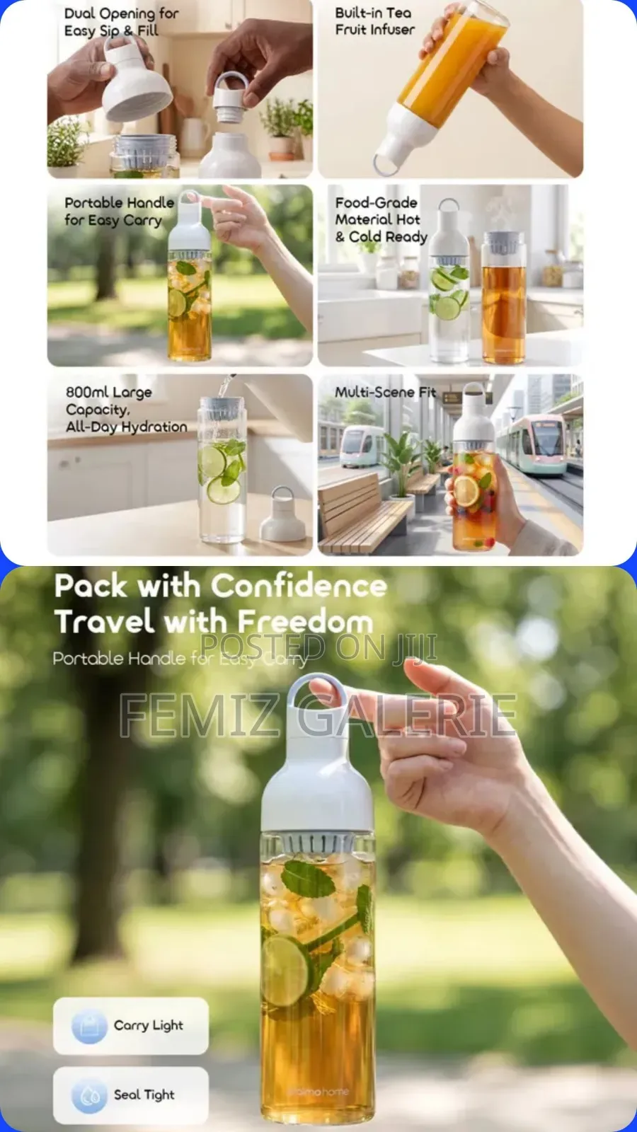 Oraimo Chillcup 800ml Cold Brew Bottle – Dual Opening Design