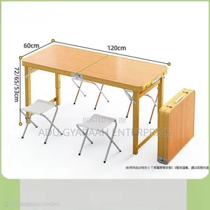 Portable Foldable Picnic Table With Adjustable Height Stools