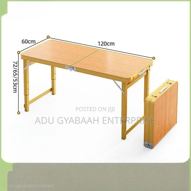 Portable Foldable Picnic Table With Adjustable Height Stools