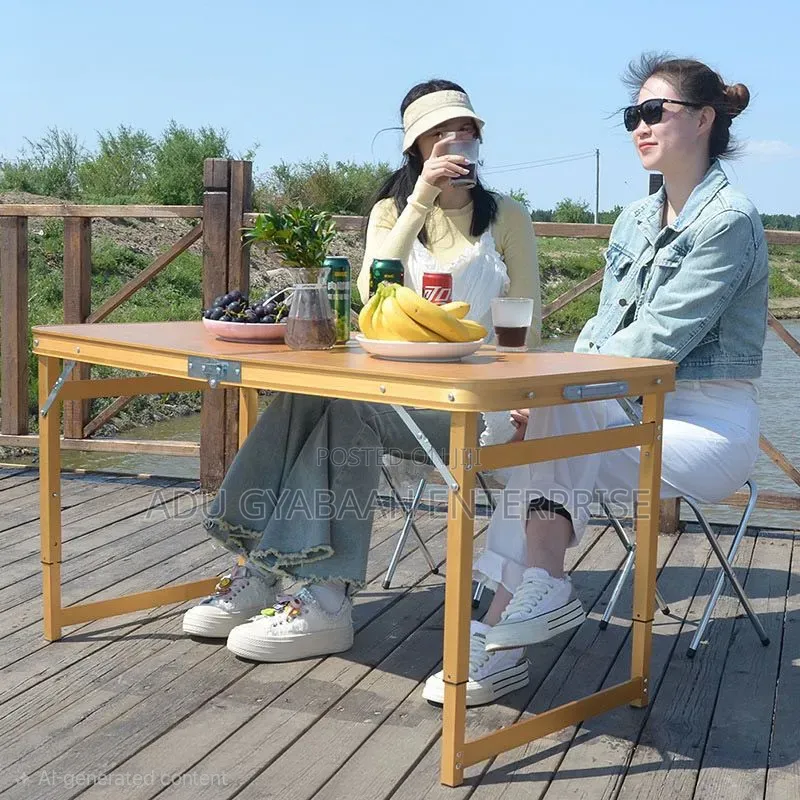 Portable Foldable Picnic Table With Adjustable Height Stools
