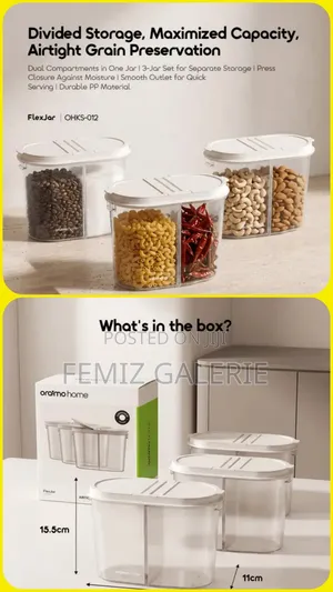 Oraimo FlexJar 3pcs Grain Storage Containers - Removable Divider